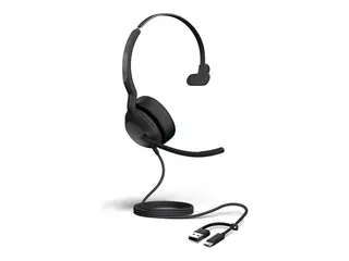 Jabra Evolve2 50 MS Mono - Hodesett - on-ear kablet - aktiv støydemping - USB-C, USB-A - Certified for Microsoft Teams