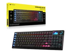CORSAIR VANGUARD AIR 99 - Tastatur - lavprofil 99% - compact full size - bakgrunnsbelyst - trådløs - USB, 2.4 GHz, Bluetooth - QWERTY - Nordisk - tastsvitsj: CORSAIR OPX Low Profile - svart