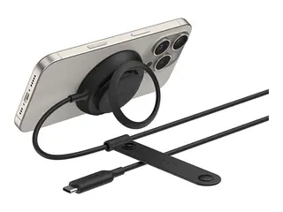 Belkin UltraCharge - Trådløst ladestativ Qi2 + AC-strømadapter - 25 watt - svart