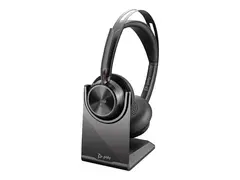 Poly Voyager Focus 2 - Hodesett on-ear - Bluetooth - tr&#229;dl&#248;s - aktiv st&#248;ydemping - USB-C via Bluetooth-adapter - svart - Zoom Certified, Certified for Microsoft Teams