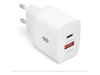 HyperJuice - Strømadapter - 20 watt - PD 2 utgangskontakter (USB, USB-C) - hvit - Europa