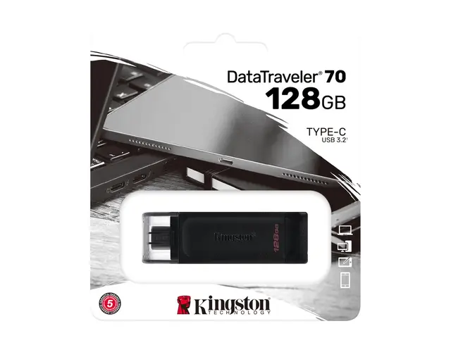 Kingston DataTraveler 70 - USB-flashstasjon - 128 GB - USB-C 3.2 G...
