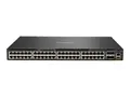 HPE Aruba 6300M - Switch - L3 - Styrt - 48 x 10/100/1000 (1 PoE+) + 4 x 1 Gigabit / 10 Gigabit / 25 Gigabit / 50 Gigabit SFP56 (opplink / stabling) front og side til bakside - rackmonterbar - PoE+