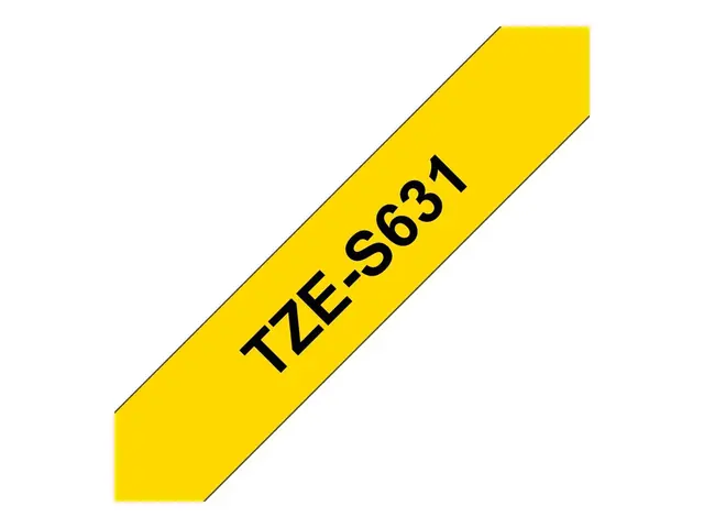 Brother TZe-S631 - Ekstra sterk selvkleber svart på gult Rull (1,2...