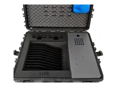 LEBA NoteCase Falcon - Lagringsboks for 12 nettbrett - USB-C, synkronisering, USB-C til USB-C-kabler - låsbar - polypropylenkopolymer - svart - skjermstørrelse: inntil 11"