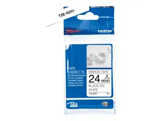 Brother TZe-R251 - Sateng - svart på hvitt Rull (2,4 cm x 4 m) 1 kassett(er) båndtape - for Brother PT-D600; P-Touch PT-3600, D800, E500, E550, P750, P900; P-Touch Cube Pro PT-P910