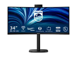 Philips 34B2U3600CH - 3000 Series - LED-skjerm kurvet - 34" - 3440 x 1440 WQHD @ 120 Hz - VA - 300 cd/m² - 3500:1 - HDR10 - 4 ms - HDMI, DisplayPort, USB-C - høyttalere - teksturert svart