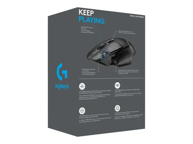 Logitech G G502 X LIGHTSPEED - Mus optisk 8 knapper trådløs 2.4 GH...
