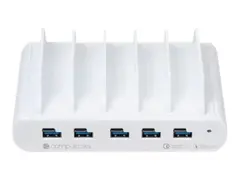 Compulocks 5 Port USB-C and USB-A Charging Dock with UK Plug Ladedokk - 10 utgangskontakter (USB-C, USB)