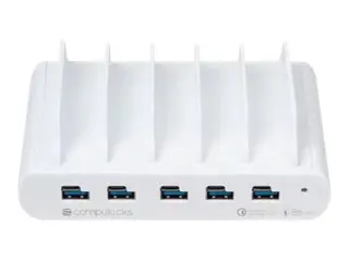 Compulocks 5 Port USB-C and USB-A Charging Dock with UK Plug Ladedokk - 10 utgangskontakter (USB-C, USB)