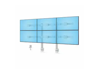 Startech Six-Monitor Desk Mount w/ Crossbar, Up To 32" Screens/17.6lb Monteringssett - for 6 LCD-skjermer - kolonne, dual - plastikk, stål - hvit - skjermstørrelse: 17"-32" - skrivebordsmonterbar