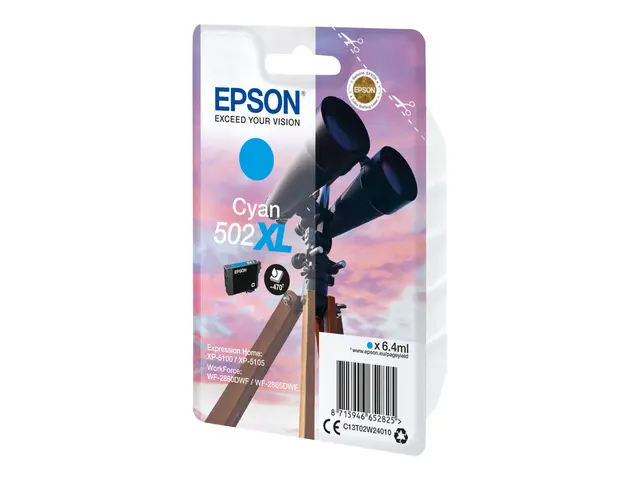 Epson 502XL - 6.4 ml - høykapasitets - cyan - original - blære med...