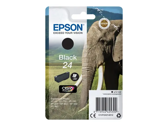 Epson 24 - 5.1 ml - svart - original - blære med RF-alarm - blekkp...