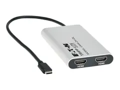 Eaton Tripp Lite Series USB-C Adapter, Dual Display 4K 60 Hz HDMI, 100W PD Passthrough, Silver - Video adapter - TAA-samsvar - 24 pin USB-C hann til HDMI hunn - 30 cm - s&#248;lv - st&#248;tte for Power Delivery 3.0, 4K 60Hz st&#248;tte
