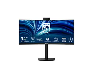 Philips 34B2U3600CH - 3000 Series - LED-skjerm kurvet - 34" - 3440 x 1440 WQHD @ 120 Hz - VA - 300 cd/m² - 3500:1 - HDR10 - 4 ms - HDMI, DisplayPort, USB-C - høyttalere - teksturert svart