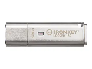 Kingston IronKey Locker+ 50 - USB-flashstasjon kryptert - 128 GB - USB 3.2 Gen 1