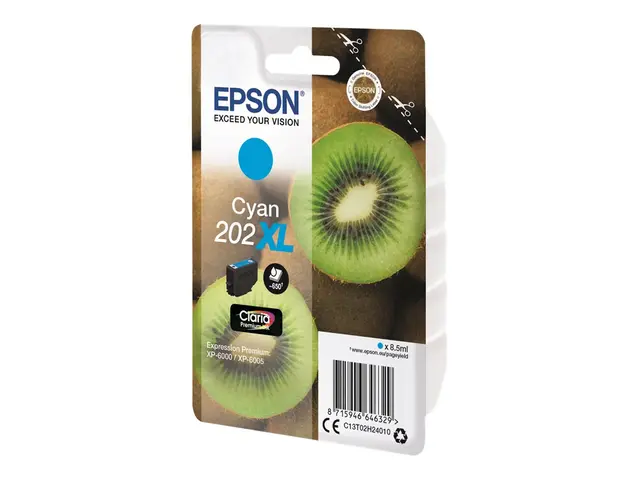 Epson 202XL - 8.5 ml XL cyan original blære med RF/lyd-alarm blekk...