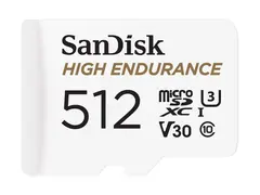 SanDisk High Endurance - Flashminnekort (microSDXC til SD-adapter inkludert) 512 GB - Video Class V30 / UHS-I U3 / Class10 - microSDXC UHS-I
