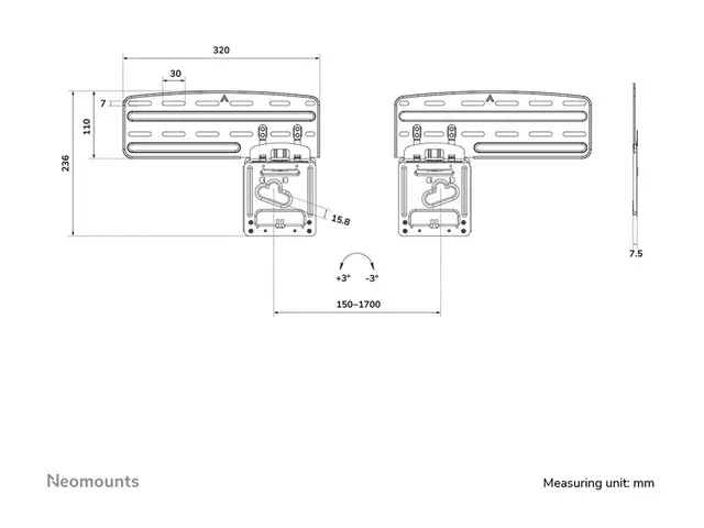 Neomounts WL30-265BL1 - Monteringssett (veggmontering) Ultra-Flat,...