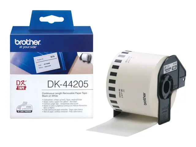 Brother DK44205 - Fjernbart adhesiv - hvit - Rull (6,2 cm x 30,5 m...