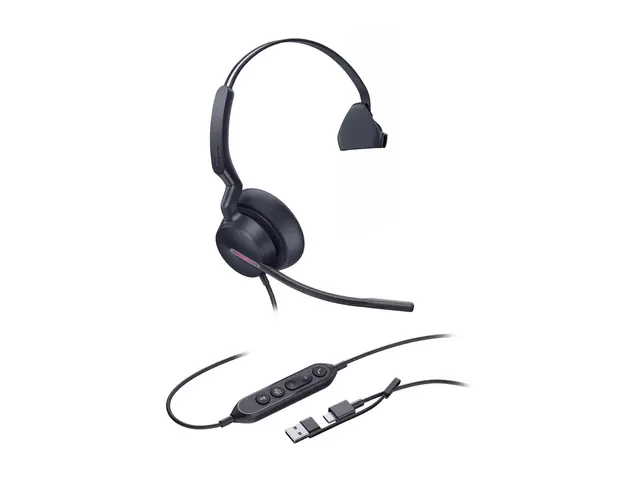 Yealink UH46 Mono - Hodesett on-ear kablet USB-A, USB-C Certified ...