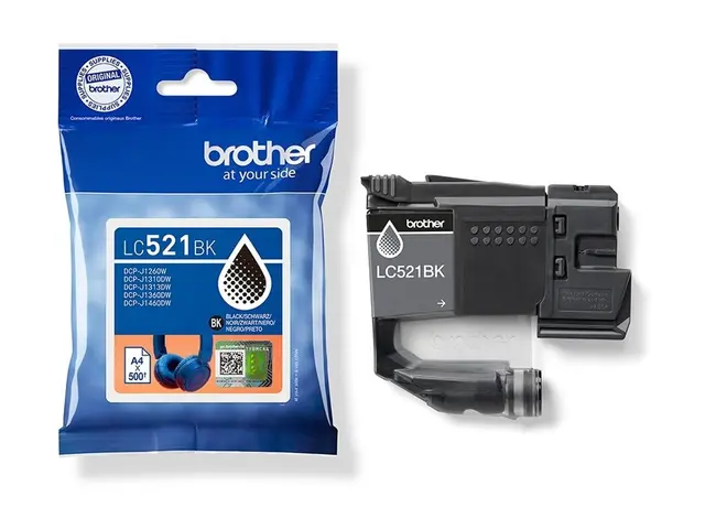 Brother LC521BK - Svart original pillow pack blekkpatron for DCP-J...
