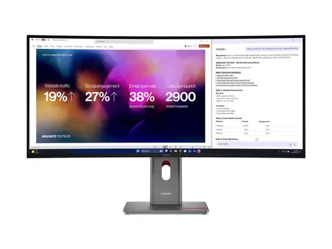 Lenovo ThinkVision P40WD-40 - LED-skjerm kurvet - 40" (39.7" synlig) - 5120 x 2160 5K @ 120 Hz - IPS - 400 cd/m² - 2000:1 - HDR10 - 4 ms - Thunderbolt 4, HDMI, DisplayPort - høyttalere - eklipsesvart