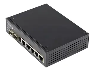 STARTECH.COM Industrial 6 Port Gigabit Ethernet Switch 4 PoE RJ45 +2 SFP Slots