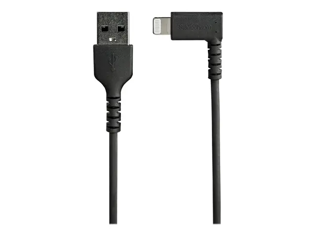 StarTech.com 6ft (2m) Durable USB A to Lightning Cable, Black 90° ...