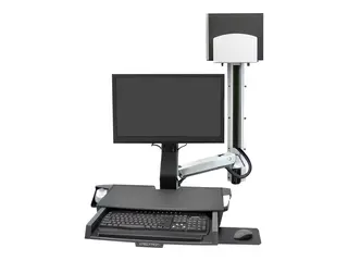 Ergotron SV Combo System with Worksurface &amp; Pan, Medium CPU Holder monteringssett Lift and Pivot - for LCD-skjerm / tastatur / mus / strekkodeskanner / CPU - polert aluminium