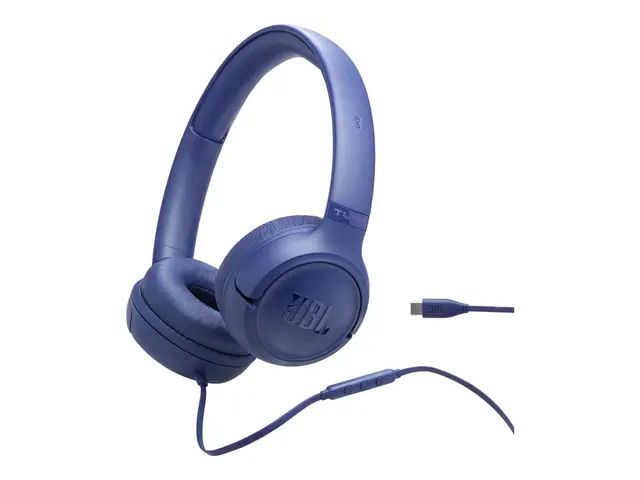 JBL TUNE 530C - Hodetelefoner - on-ear - kablet - USB-C - blå