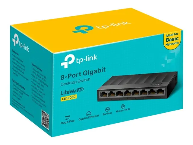 TP-Link LiteWave LS1008G - Switch ikke-styrt 8 x 10/100/1000 stasj...
