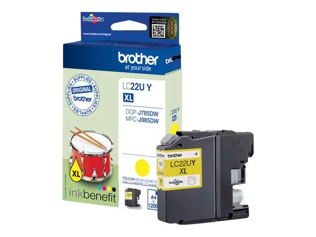 Brother LC22UY - XL gul original blekkpatron for DCP-J785DW, DCP-J...