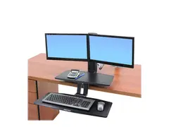 Ergotron WorkFit-A Dual Workstation With Suspended Keyboard Stående skrivebordomformer - polert aluminium, svart