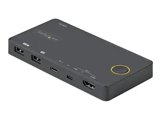 STARTECH.COM 2 Port Hybrid USB-A + HDM USB-C KVM Switch Single 4K 60Hz HDMI 2.