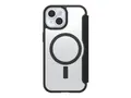 OtterBox React Folio Series - Lommebok for mobiltelefon MagSafe-samsvar - svart krystall - for Apple iPhone 13, 14, 15