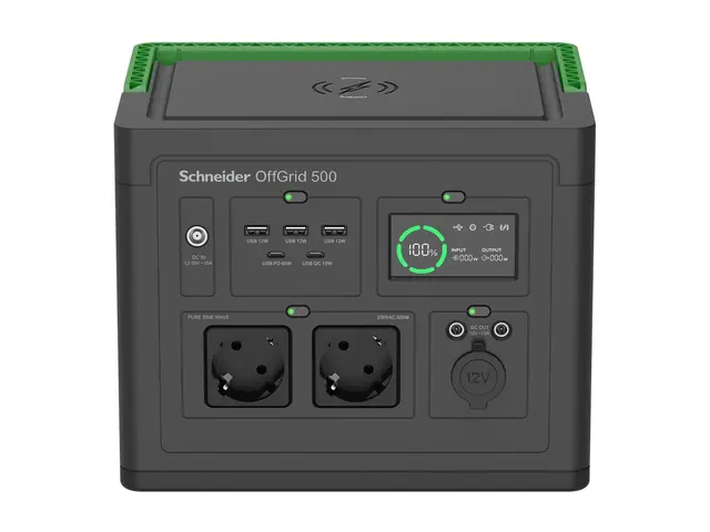 Schneider OffGrid 500 - Bærbar strømstasjon LCD, litium-ion, 2 CEE...