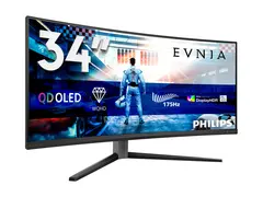 Philips Evnia 6000 34M2C6500 - OLED-skjerm gaming - kurvet - 34" - 3440 x 1440 WQHD @ 175 Hz - 1000 cd/m² - 1000000:1 - DisplayHDR 400 True Black - 0.03 ms - 2xHDMI, DisplayPort - mørk skifer