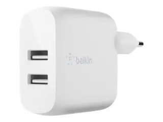 Belkin BoostCharge - Strømadapter - 24 watt QC 3.0 - 2 utgangskontakter (USB) - hvit