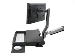 Ergotron SV Combo System with Worksurface &amp; Pan, Small CPU Holder monteringssett Lift and Pivot - for LCD-skjerm / tastatur / mus / strekkodeskanner / CPU - polert aluminium