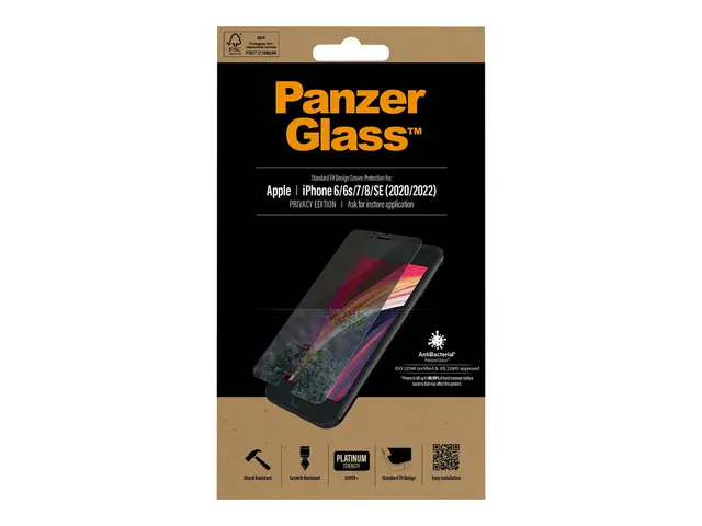 PanzerGlass - Skjermbeskyttelse for mobiltelefon glass med personv...