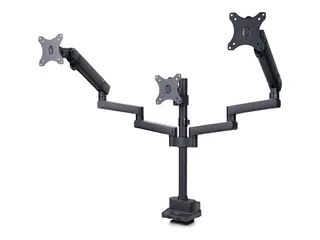 Startech Triple Monitor Desk Mount For Up To Three 27in Screens, VESA 75x75/100x100, Tool-Less Arm Adjustments, C-Clamp/Grommet Mount, Spring-Assisted Arms monteringssett justerbar arm - for 3 LCD-skjermer - svart