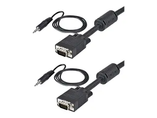 StarTech.com 5m Coax High Resolution Monitor VGA Video Cable with Audio VGA-kabel - HD-15 (VGA), mini-phone stereo 3.5 mm (hann) til HD-15 (VGA), mini-phone stereo 3.5 mm (hann) - 5 m - formst&#248;pt, tommelskruer - svart
