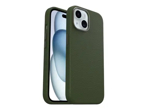 OtterBox Symmetry Series - Baksidedeksel for mobiltelefon MagSafe-samsvar - kaktusl&#230;r, polyuretan - cactus grove (green) - for Apple iPhone 15