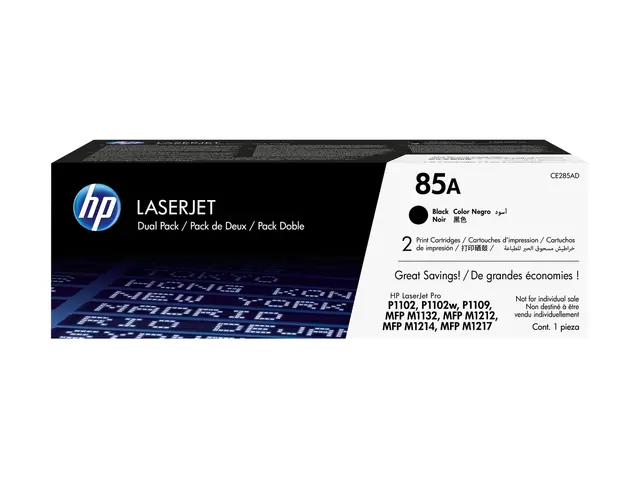 HP 85A - 2-pack svart original LaserJet tonerpatron (CE285AD) for ...
