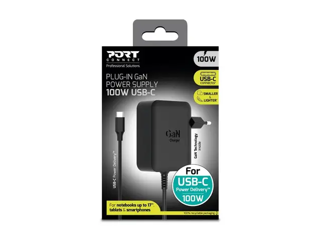 PORT Connect - Strømadapter - GaN II - 100 watt - 5 A - PD (USB-C)...