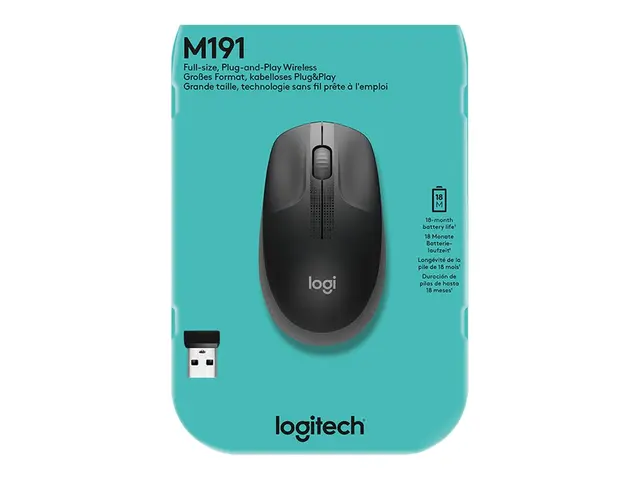 Logitech M190 - Mus - optisk - 3 knapper - trådløs - USB trådløs m...