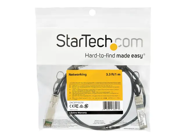 StarTech.com Dell EMC DAC-SFP-10G-1M Compatible 1m 10G SFP+ to Dir...