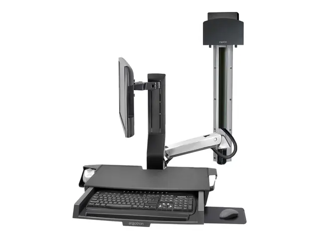 Ergotron SV Combo System with Worksurface & Pan, Small CPU Holder ...