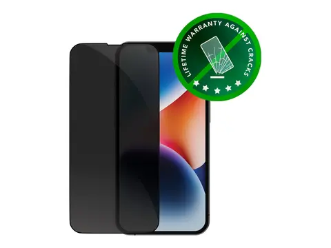 dbramante1928 Eco-shield - Skjermbeskyttelse for mobiltelefon med personvernsfilter - rammefarge svart - for Apple iPhone 13, 13 Pro, 14, 16e, 17e